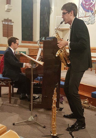 Ashley Fripp (piano) and Jonathan Radford (saxophone)