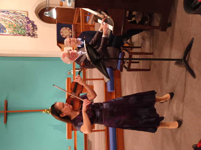 Miriam and Julian playing at the Methodist Church